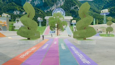 Screenshot aus der 3D Umgebung "Metaverse Schule" von rooom